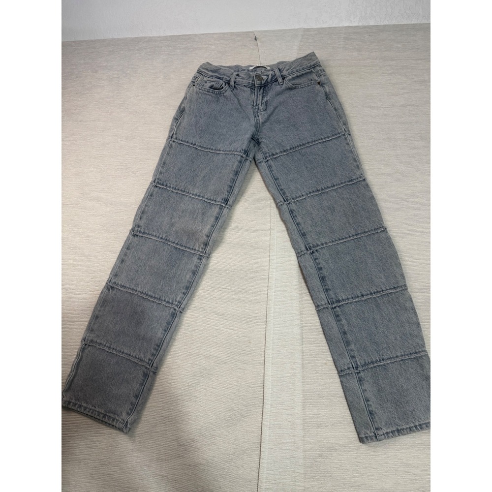 PacSun Low Rise Straight Leg Patchwork Seam Light Wash Denim Jeans Size 24